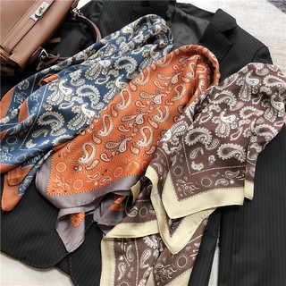 CICI ผ้าพันคอ ผ้าคลุมไหล่แฟชั่น สไตล์วินเทจ Multifunctional Satin Scarves