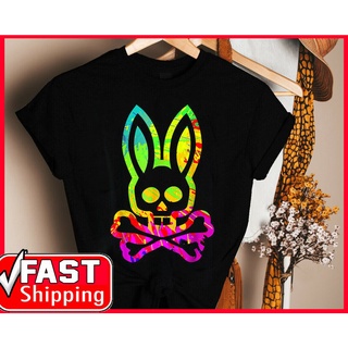 เสื้อยืด พิมพ์ลาย Psychedelic Bunny Psycho-Bunny สไตล์คลาสสิก สําหรับผู้หญิง