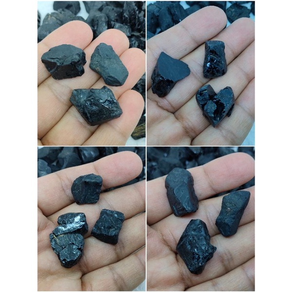 🖤 เเร่นิลดำ กาญจนบุรี เกรดทำอัญมณี ดิบเเท้ ดำสนิท *ชุดละ 3 ชิ้น (แบบสุ่มเเรนดอมนะจ๊ะ) 🌿
