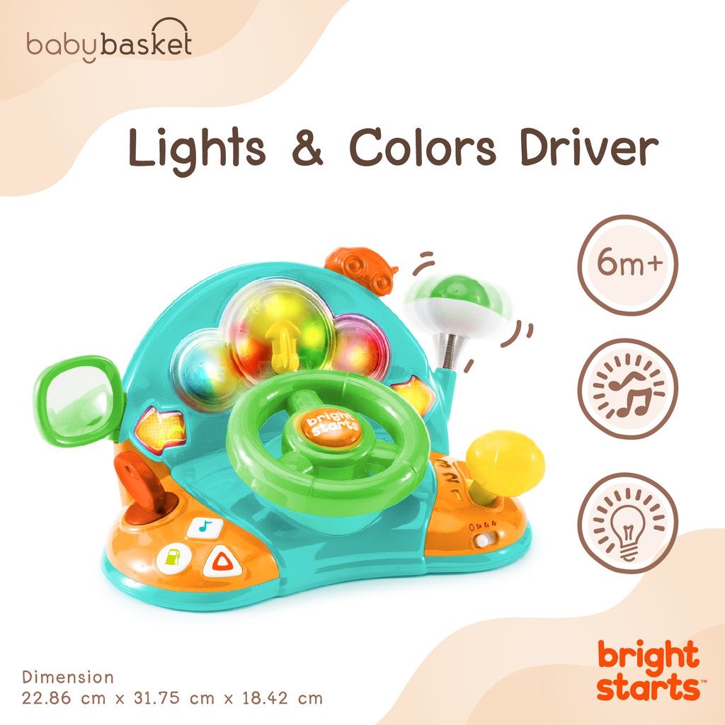 ของเล่นเด็ก พวงมาลัย หัดขับรถ Bright Starts Lights &amp; Colors Driver พร้อมไฟและเสียงดนตรี เสริมสร้างพัฒนาการ