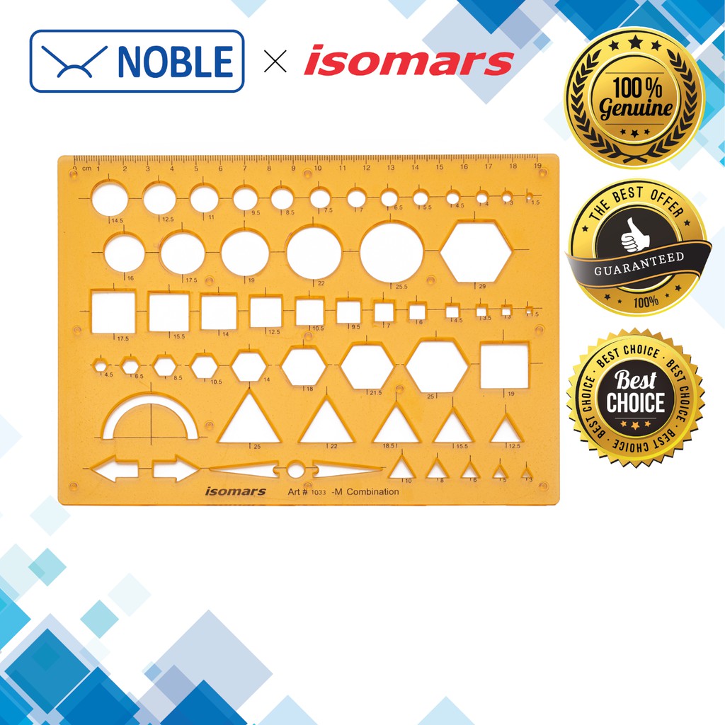 Isomiars M-Combination Template 1033 - 56 Multi-Shapes With Different Sizes (20.5 cm)