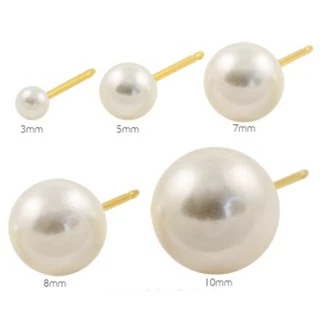 STUDEX ต่างหูสำหรับคนแพ้ง่ายนำเข้าจาก U.S.A. white pearls มุกสีขาว ตัวเรือนสีทอง (ก้านเล็กปกติ)