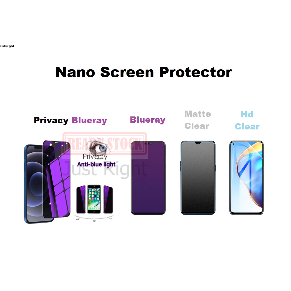 Huawei Blueray Privacy/Clear Nano Screen Protector Nova 3 3e 3i 2i 2 Lite 5T 4 4E 7i 7 SE P20 P30 Y5