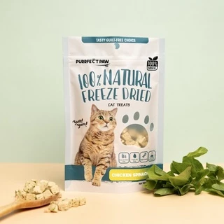 🐾 ขนมแมว อกไก่ผสมผักโขมฟรีซดราย 100%(Purrfect Paw) ดีต่อสุขภาพ ขนมแมวไม่เค็ม ขนมแมวฟรีซดราย Freeze dried แมว