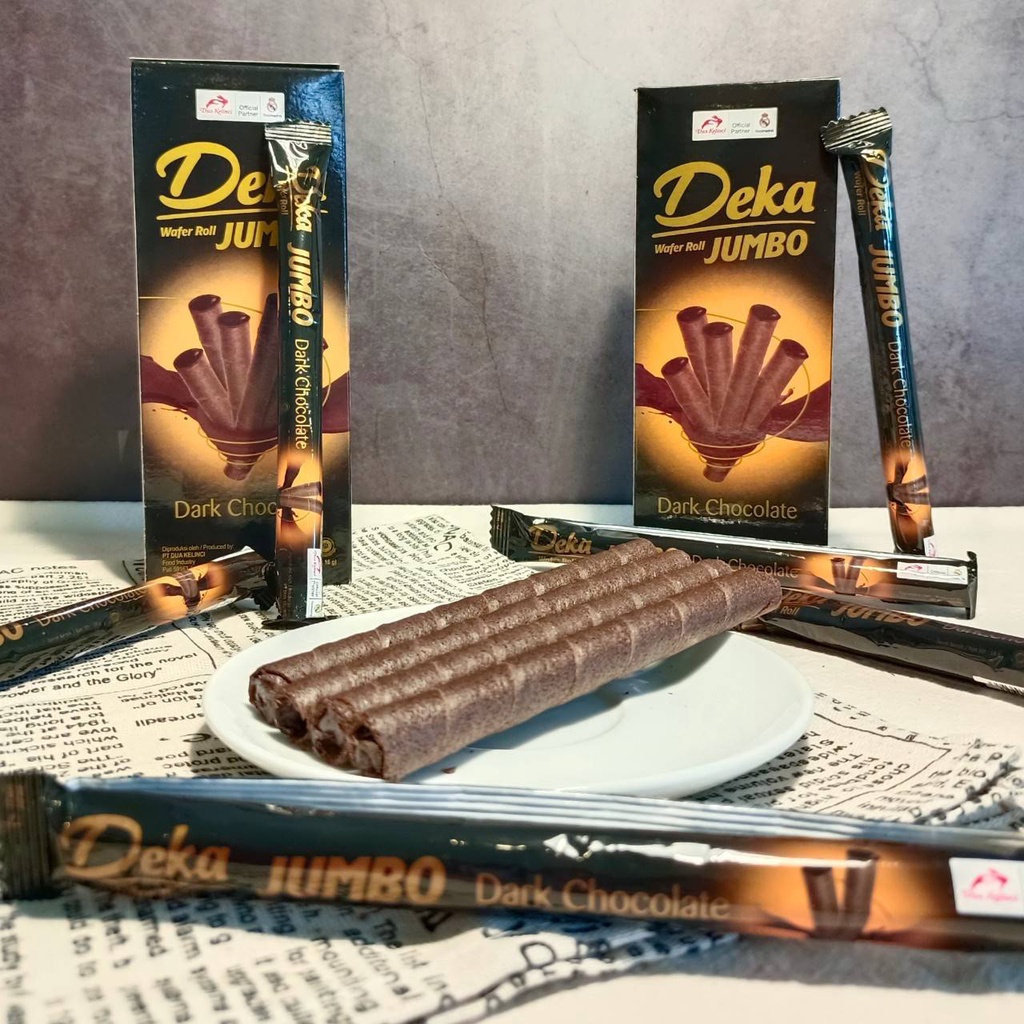 🍫 Deka Jumbo Wafer Roll Dark Chocolate ( DW1 ) เวเฟอร์แท่ง สอดไส้ช็อกโกแลต (มาเลย์)