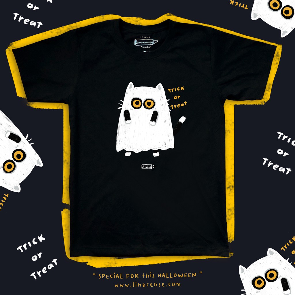 Boo~cat " special for this HALLOWEEN Black Premium T-shirt " น้องมาหลอก น่ากัวฝุดๆ~ เสื้อยืดคุณภาพสีดำ