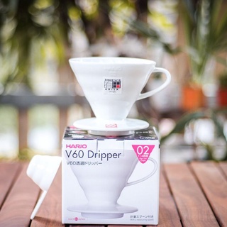 (พร้อมส่ง)[HARIO]ดริปเปอร์เซรามิก HARIO V60 Dripper02 (สีขาว)//HARIO V60 Dripper Ceramic 02 (White)