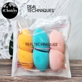 [Real Techniques] 6-Pack Miracle Sponges เรียลเทคนิค ฟองน้ำแต่งหน้า Complexion + Airblend + Powder Sponge ฟองน้ำไข่