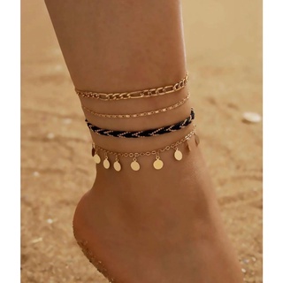 Black Anklet set (4pcs.) เซตข้อเท้า 4 ชิ้น setนี้ สวย cool มากเลยค่ะ❤️