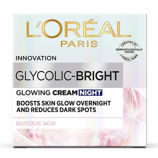 LOREAL Paris Glycolic Bright Glowing Cream Night ลอรีอัล ปารีส ไกลโคลิค-ไบรท์ ครีม ไนท์ 50 มล.