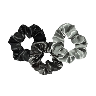 พร้อมส่ง ยางรัดผมผ้าซาติน โทนสำดำ เทา Plain Satin Scrunchie#WD116