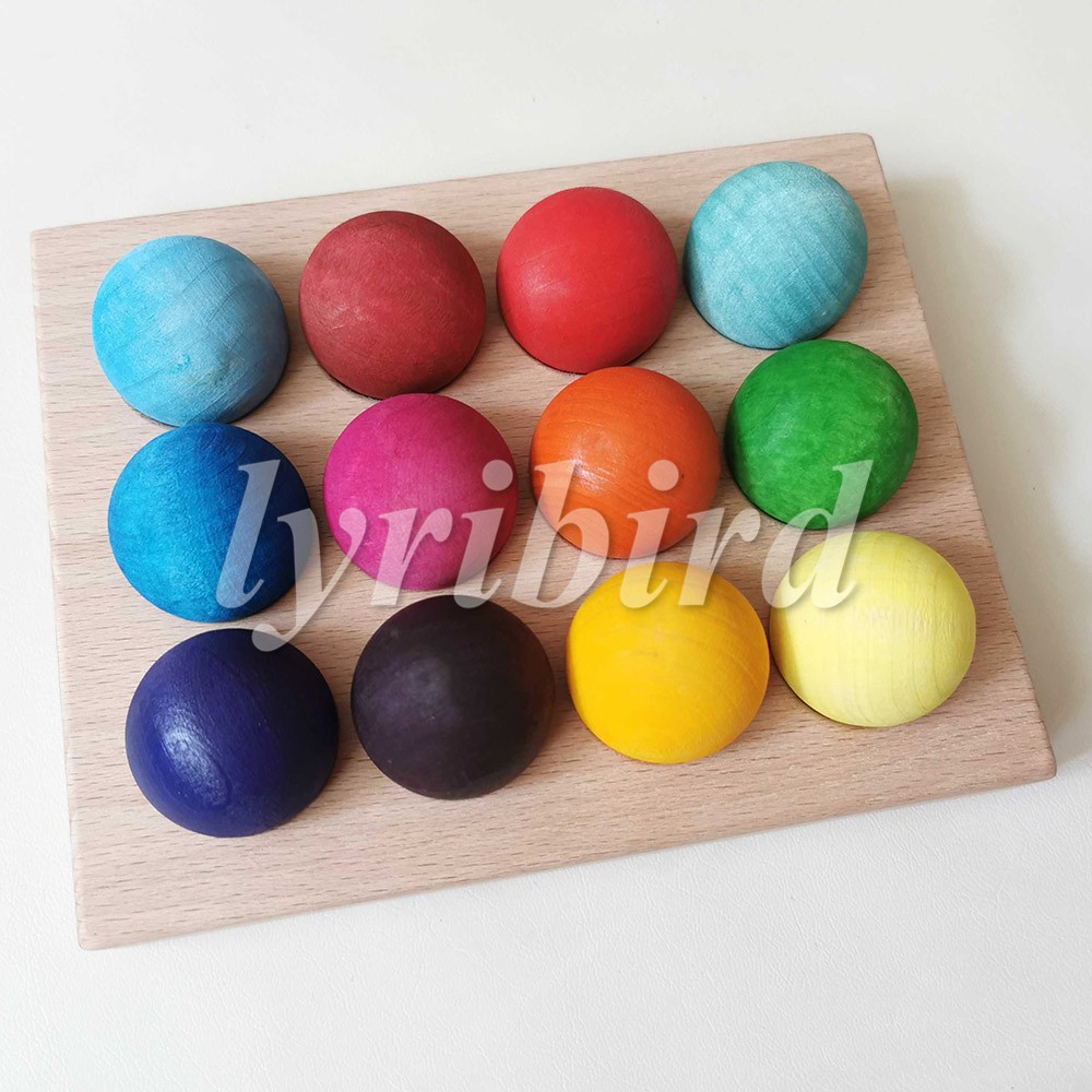 บล็อคตัวต่อไม้ 12 ลูก สีรุ้ง ของเล่นเสริมการเรียนรู้เด็ก - รูปที่ 3