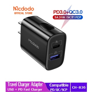 Mcdodo อะแดปเตอร์ชาร์จ USB 20W PD+QC 3.0 ชาร์จเร็ว สําหรับ iP 14 Pro Max 13 12 11 XR X 8 CH-691 836