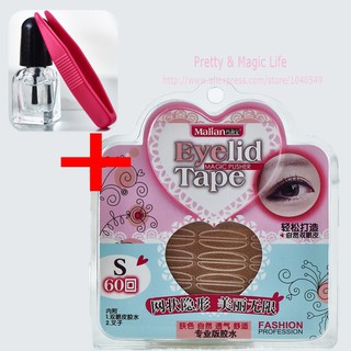 (Size S )   AAC Magic Pusher Eyelid Tape ขนาดบรรจุ 60 คู่ สติ๊กเกอร์ทำตาสองชั้นแบบตาข่าย  พร้อมกาวและแหนบ