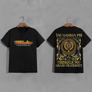 เสื้อยืดสีขาวผู้ชาย - Triskelion Fratshirt Tau Gamma Phi เสื้อยืดเสื้อไรเดอร์ Tshirt อินเทรนด์กีฬาร