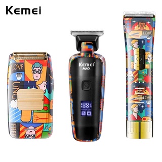 Kemei ปัตตาเลี่ยนตัดผมไฟฟ้า แบบชาร์จไฟ 0 มม. 3 in 1