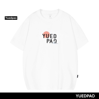 【2022New】Yuedpao ยอดขาย No.1 รับประกันไม่ย้วย 2 ปี ผ้านุ่ม เสื้อยืดเปล่า เสื้อยืด Oversize White sunset beach print