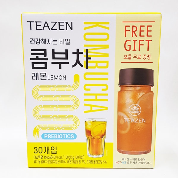 Teazen Kombucha คอมบุชา ชาหมักเครื่องดื่มเพื่อสุขภาพ รสเลม่อน พร้อมขวด