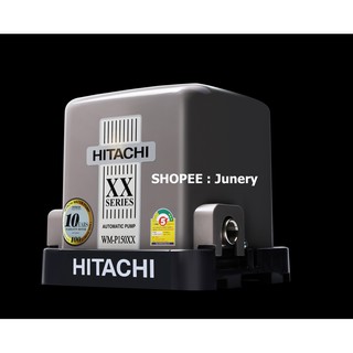 HITACHI (ฮิตาชิ) ปั๊มน้ำอัตโนมัติ 150วัตต์ (150W) รุ่นใหม่ล่าสุด WM-P150XX ( WM P150XX ) (ถังเหลี่ยม สีเทา)