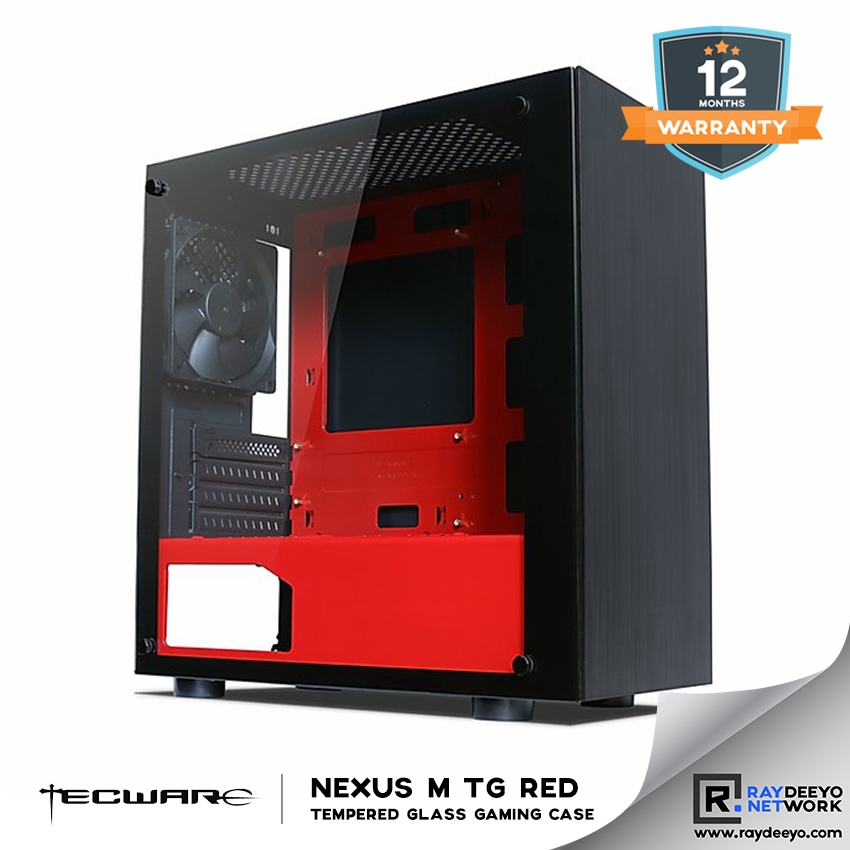 Tecware NEXUS M TG (BLACK &amp; RED) เคสเกมมิ่งกระจกนิรภัย [Matx, Mini-ITX]