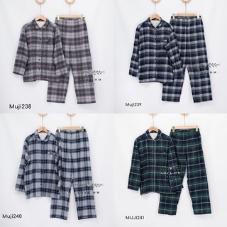 🥨 MUJI Flannel Pajamas (ตัดป้าย) ชุดนอนผ้า Organic Cotton 100% เนื้อสักหลาด