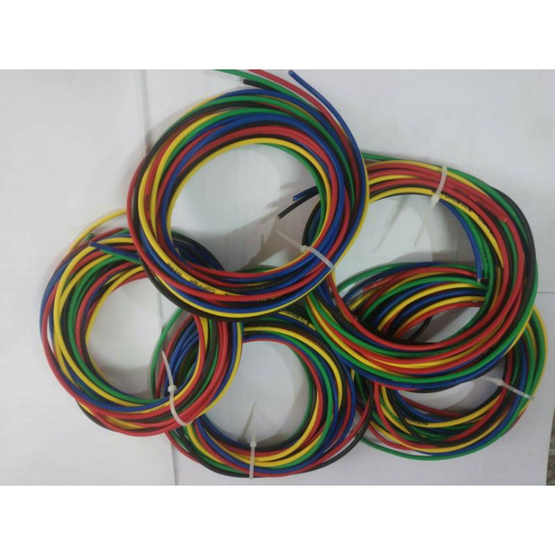 สายไฟรถยนต์ขนาด1.5 มึ5สีๆละ2เมตรพิเศษแถมท่อหดสีดำขนาดช3.5มม.1เมตร