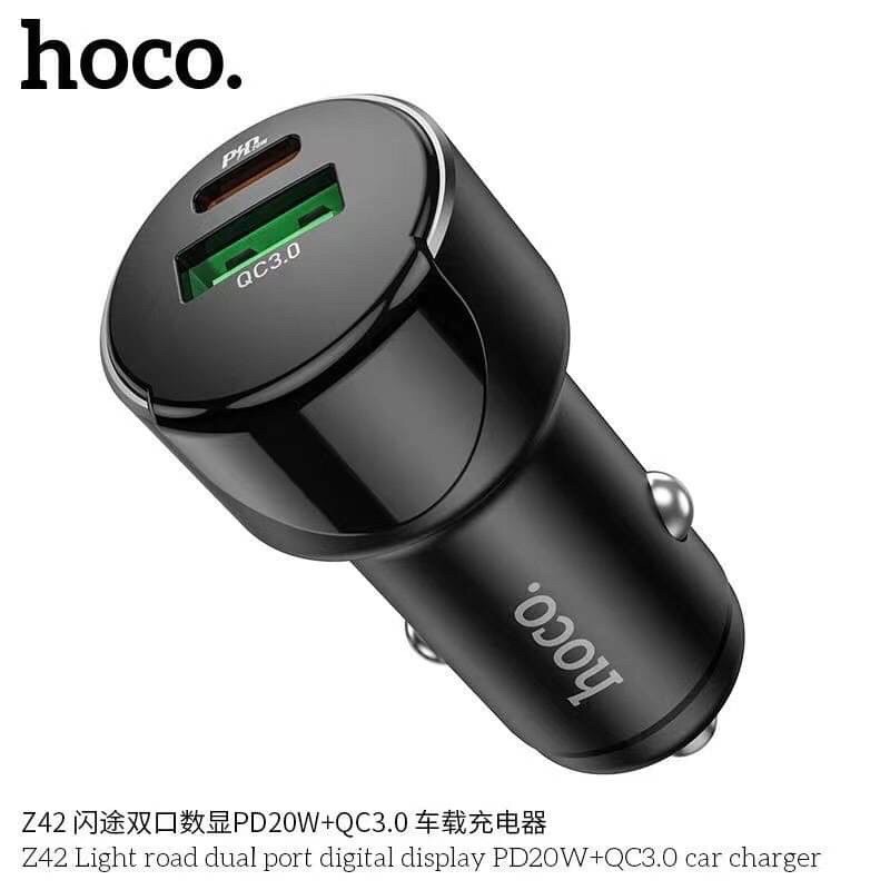 Hoco Z42 Dual Port Digital Display Car Charger PD+QC 3.0 - pbjgadgat ...