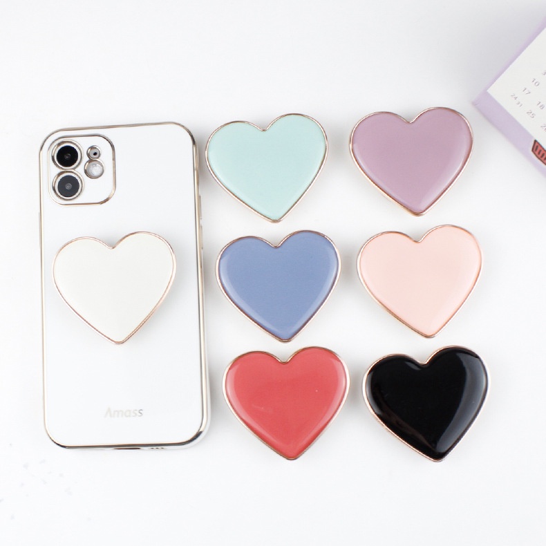 เคสโทรศัพท์มือถือ ลายหัวใจ สีวาว พร้อมขาตั้ง สําหรับ OPPO VIVO Redmi Samsung