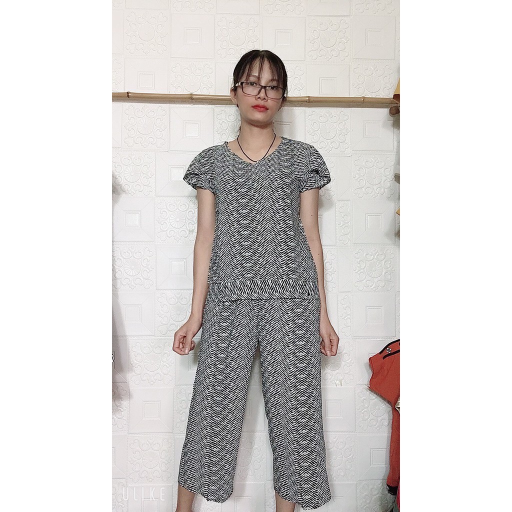 ชุดอยู่บ้านผู้หญิง - ชุดลายทางกลาง - B78