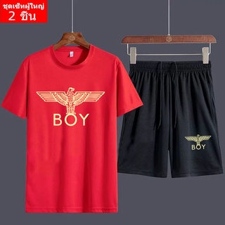 (2 ชิ้น ) BK216+FF328 ชุดเซ็ทแขนสั้น  ชุดเสื้อยืดคู่กางเกงขาสั้นสีดำ ลายสกรีน
