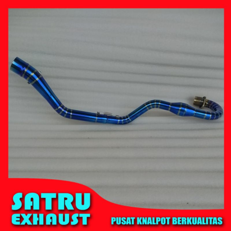 ท่อคอท่อไอเสีย Bluemoon KLX 150 slg ทางเข้า 50/51 มม. หนอนสแตนเลสเต็ม