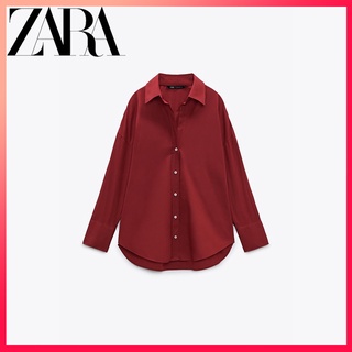 Zara เสื้อเชิ้ตแขนยาว ลําลอง ทรงหลวม เรียบง่าย สําหรับผู้หญิง