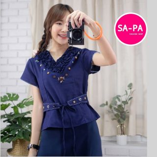 SAPA FASHION มีอก32 34 36 38นิ้ว เสื้อพื้นเมือง ผ้าฝ้ายชินมัย คอวี งานปักลูกปัด ล้านนา ผ้าไทย