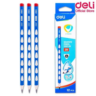 ดินสอ Deli C007 Graphite Pencil ดินสอไม้ 2B และ HB ทรงสามเหลี่ยม (12 แท่ง/1กล่อง) เครื่องเขียน อุปกรณ์การเรียน