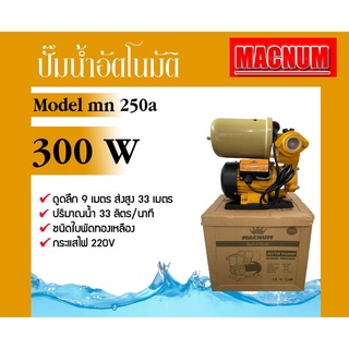 ปั๊มอัตโนมัติ Macnum รุ่น MN250A 300วัตต์ 220V ท่อออก 1X1นิ้ว ใบพัดทองเหลือง ขดลวดทองแดง ทนทาน ปั๊มน้ำ