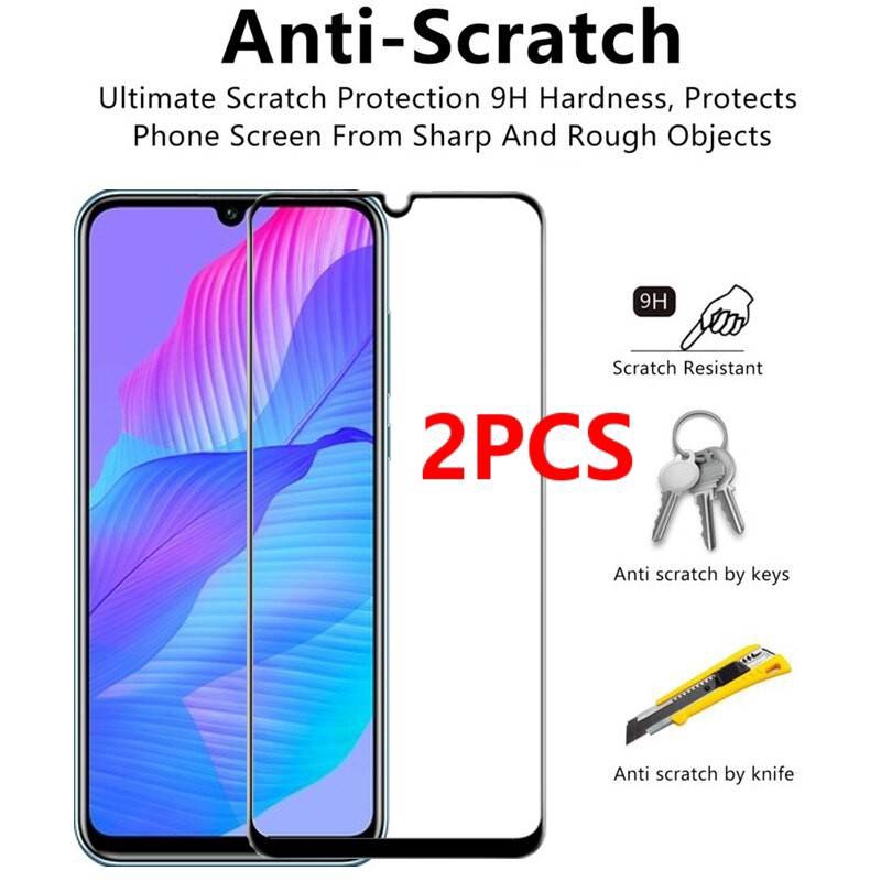 2PCS Huawei Y6p Y5p Y 6p 5p ฟิล์มกระจก Huawei Y6p ป้องกันหน้าจอคลุมทั้งหมดฟิล์มแก้ว