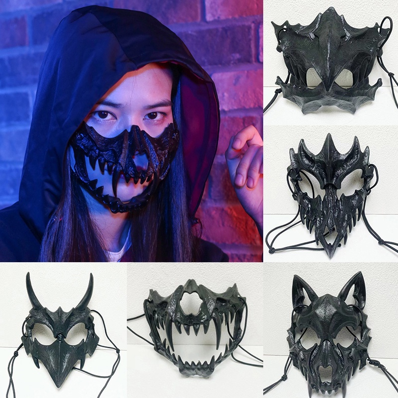 หน้ากากคอสเพลย์ Skeleton Half Face Mask Japanese Anime Dragon God Animal  Skeleton Mask Unisex Halloween Masquerade Carn | Shopee Thailand