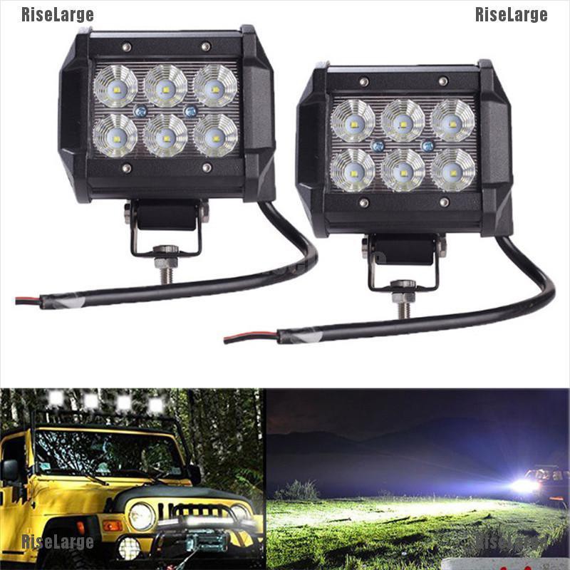 RiseLarge 18W LED Work Light 4WD Offroad Spot Fog ATV SUV UTE Driving