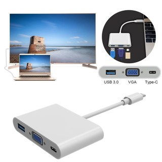 3-In-1 USB 3.1 Type C To VGA Adapter Cable Type-C USB 3.0 Charger Adapters