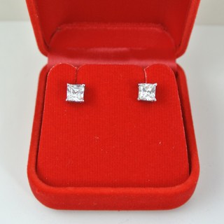 Pearl Shop ต่างหูเพชรเดี่ยว สี่เหลี่ยม Square Diamond