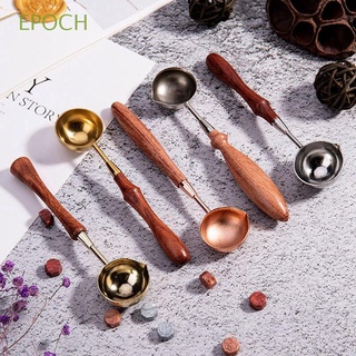 Epoch เครื่องมือช้อนโลหะด้ามจับไม้สไตล์วินเทจสําหรับปิดผนึกแว็กซ์ขี้ผึ้ง