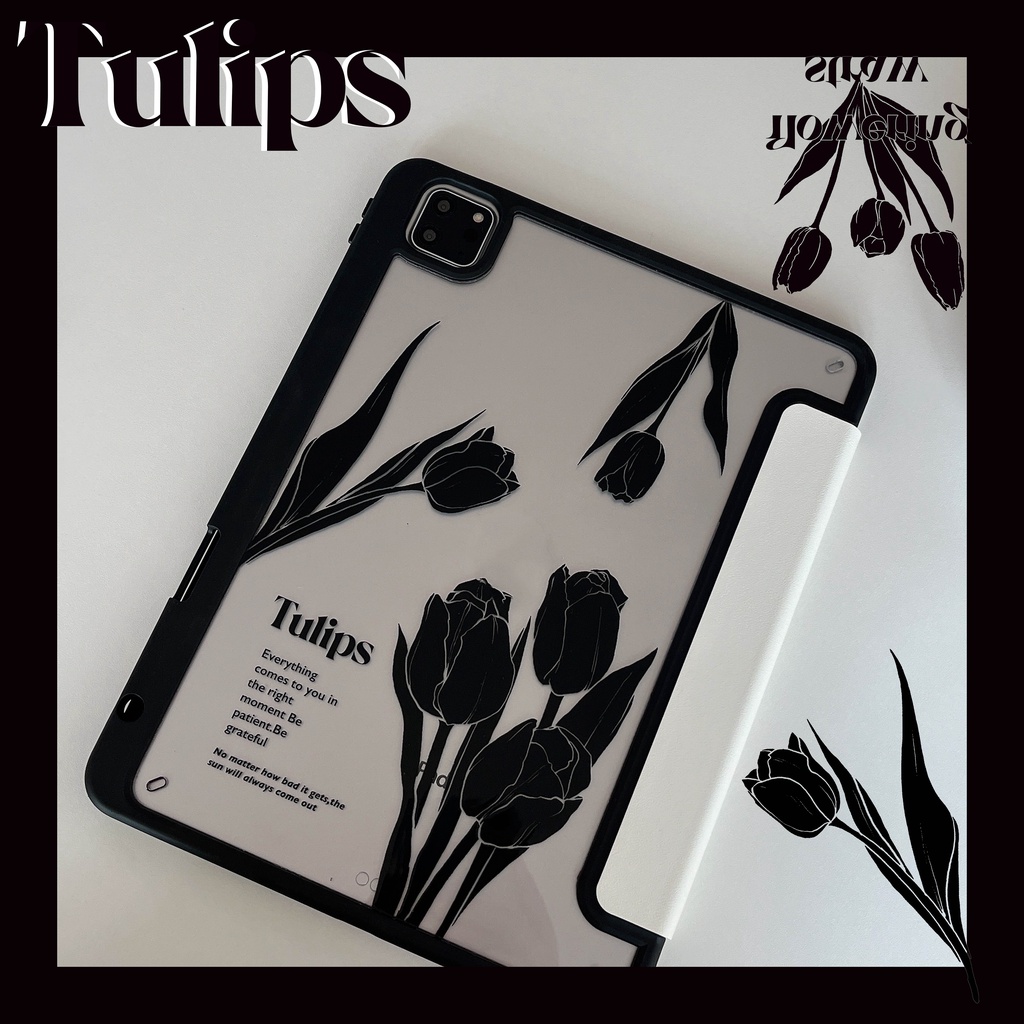 ⚡พร้อมส่ง⚡เคสไอแพด Air5 Gen11 Gen9 อะคริลิค ทิวลิป Tulip ช่องใส่ปากกาขวา Acrylic เคส ipad Air7 Air6