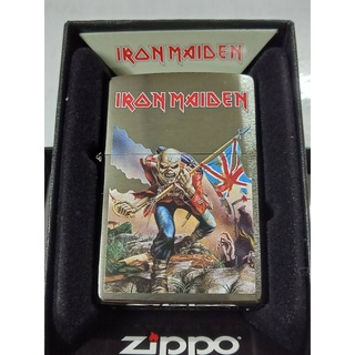 ZIPPO 29432  IRON MAIDEN  สีเงิน  ผิวโครเมี่ยมขัดด้าน  ลายแบบสกรีน   ของใหม่  มาพร้อมกล่อง  รับประกันของจากอเมริกา