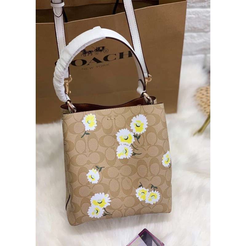 COACH Small Town Bucket Bag In Signature Canvas With Daisy Print