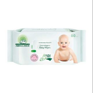 AMBULANCE Baby Wipes คลีน แอนด์ ไฮจีนนิค เบบี้ไวพส์ ตรา รถพยาบาล 80แผ่น