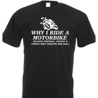 『แฟชั่นสร้างสรรค์』เสื้อยืดคอกลม ผ้าฝ้าย พิมพ์ลาย Why I Ride A Motorbike Funny Motorbike Biker FatherS Day สไตล์ฮิปฮอป