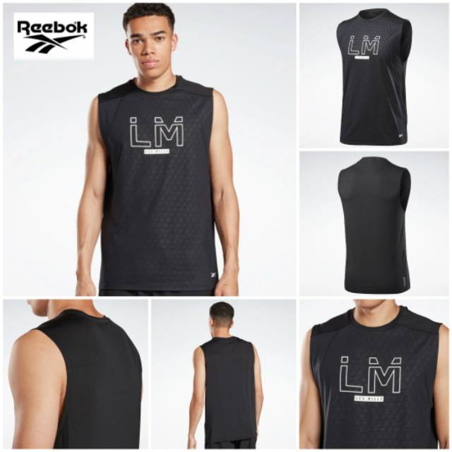 Reebok Lesmills Logo Man Sport Tanktop เสื้อกล้าม Baju Men & 39;s เสื้อกล้ามกีฬา Les Mills LM Ori