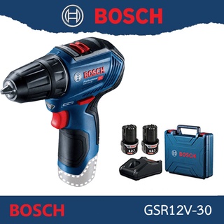 BOSCH สว่านไขควงไร้สาย GSR 12V-30 มาพร้อม แบต 12V / 2.0Ah จำนวน 2 ก้อน แท่นชาร์จ GAL12V-40 จ่ายไฟที่ 4.0A ของแท้100%