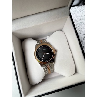 (สด-ผ่อน)🎗แท้100% Gucci Mens Timeless Silver/Rosegold Stainless Steel Watch