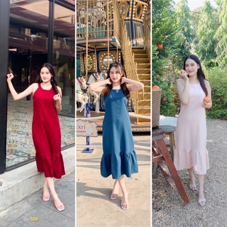 On Sale 150 บาทเท่านั้น ‼️‼️‼️ เดรสยาว แขนกุด Flowy Dress น่ารักมาก 💓💓 ปลายระบาย พริ้วๆใส่สบาย มีทั้งหมด 4 เฉดสี💃🏼💃🏼